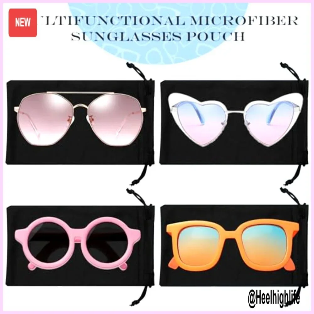 100 Pack Microfiber Sunglasses Pouches with 10 Cleaning Cloths